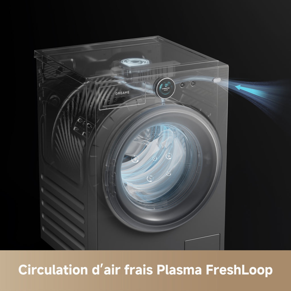 Lave linge hublot DREAME DRWASHL911KGG - 11 kg - 1400 tr/min - Classe A - Moteur induction - Autodosage - Connecté