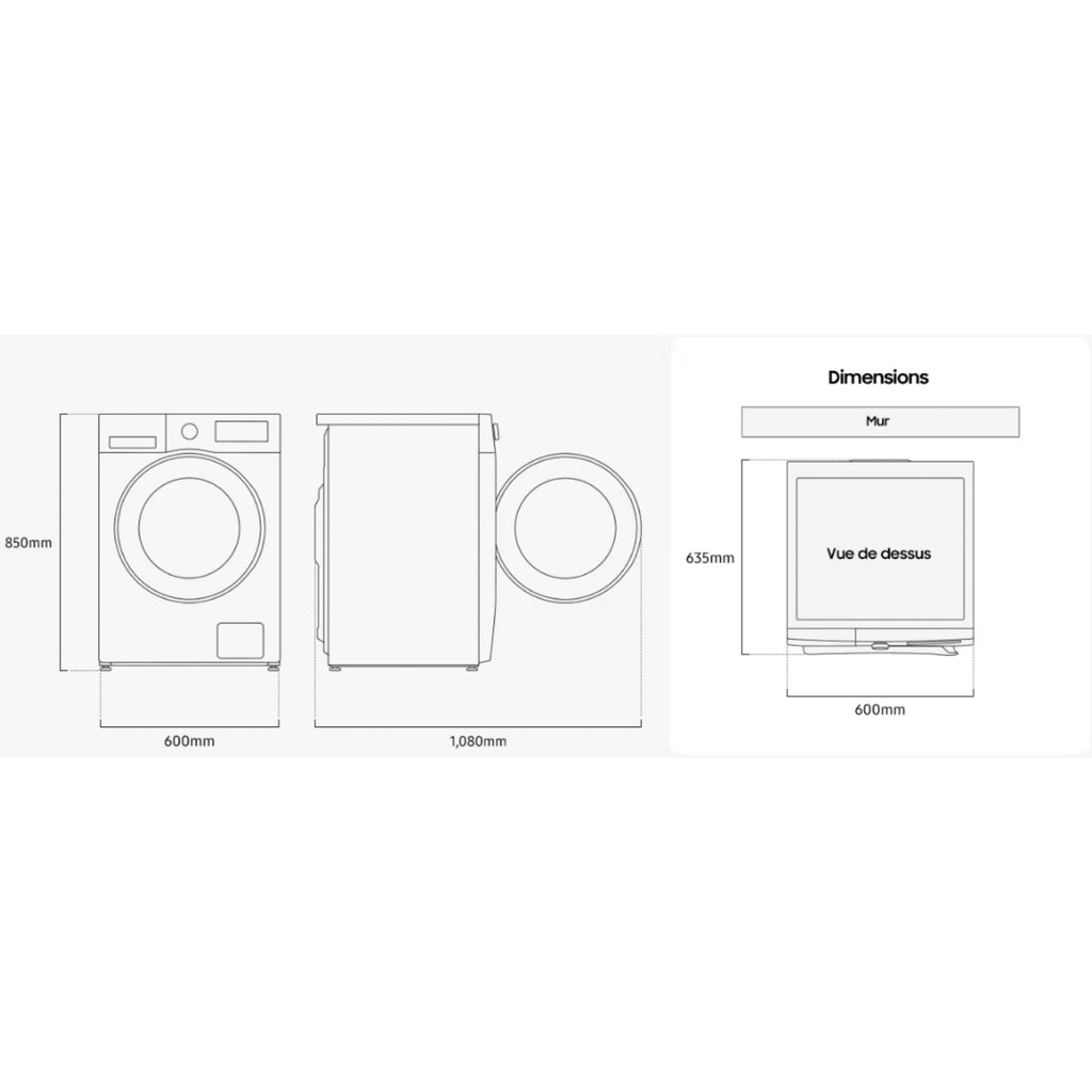 Lave linge hublot SAMSUNG WW80CGC04DAH - 8 kg - 1400 tr/min - Classe A - Moteur induction - Connecté