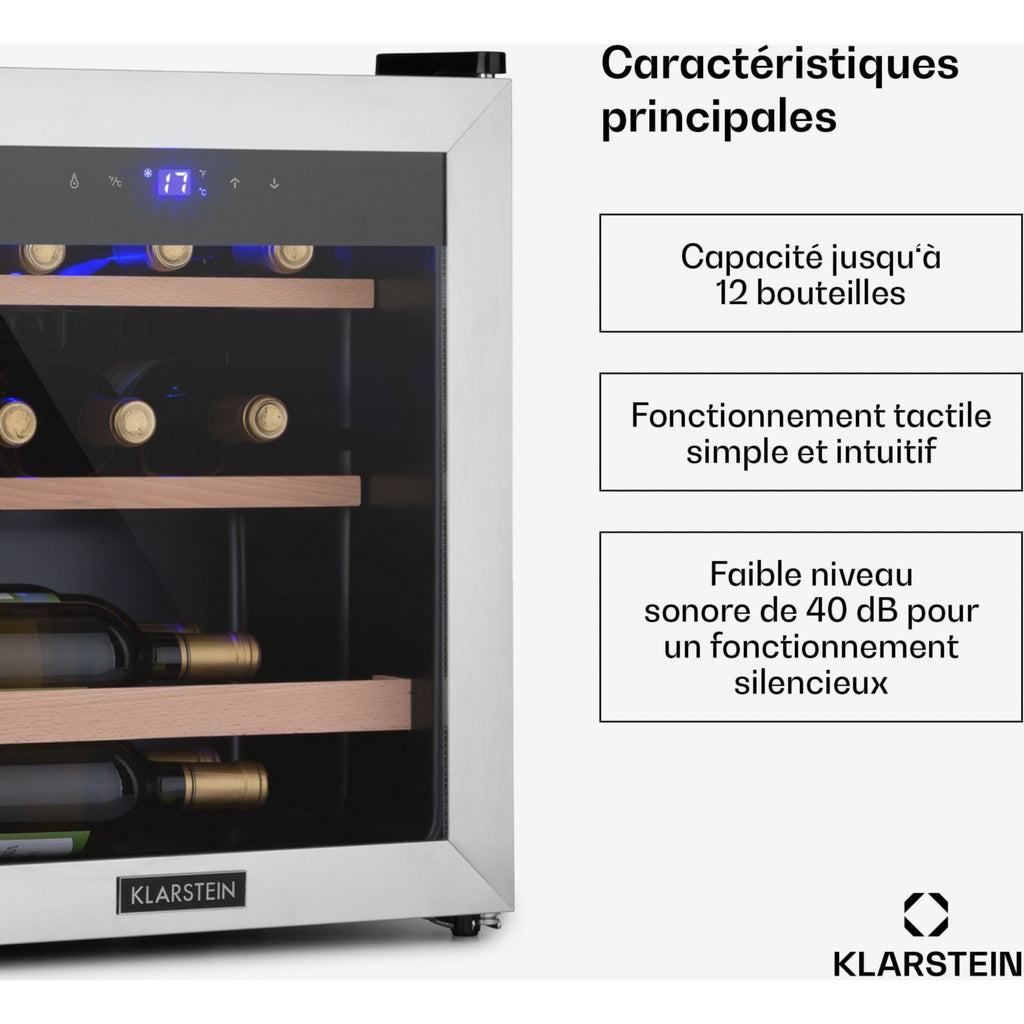 Cave à vin de service KLARSTEIN Vinamour 12 Uno 12 bouteilles 46L