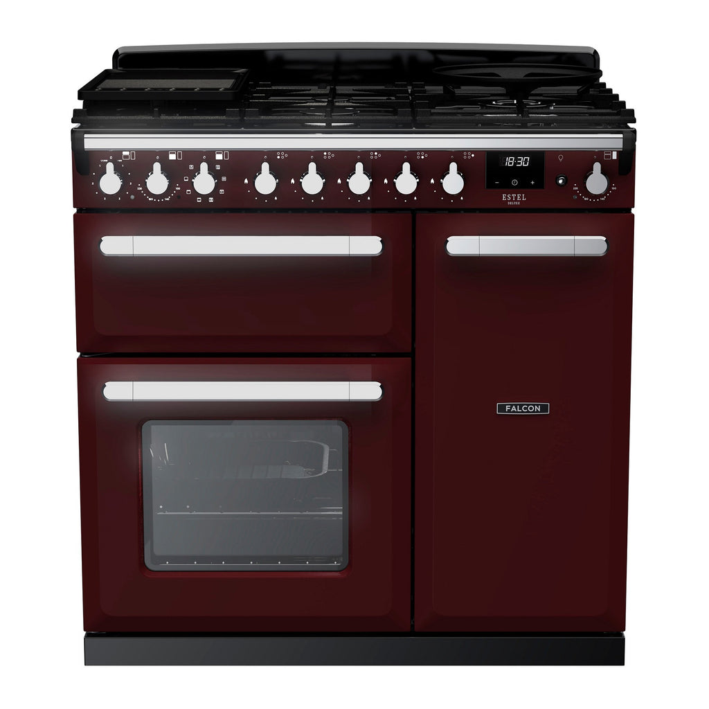 Piano de cuisson gaz FALCON ESTEL DELUXE TAB GAZ 90 CM BORDEAUX CHR