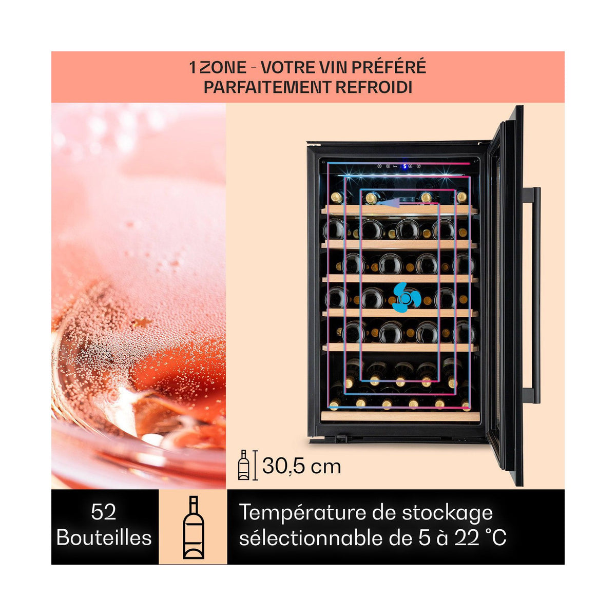 Cave à vin de service KLARSTEIN Vinsider 52 Built-In - Noir Reconditionné