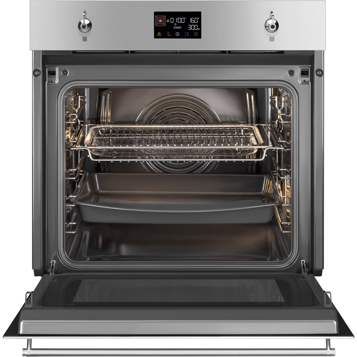 Four micro onde combiné SMEG SO6302M2X - Combiné micro-ondes - Hydrolyse - Porte froide - Rails télescopiques
