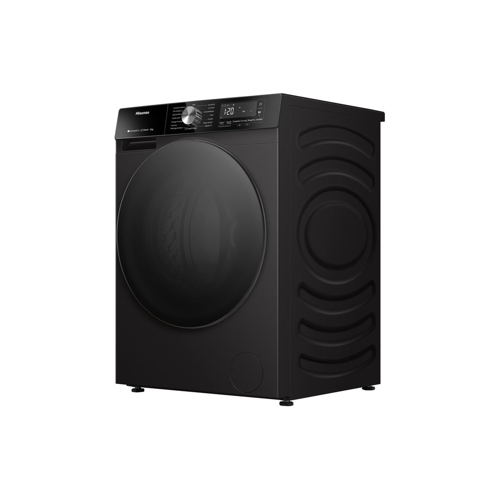 Lave linge hublot HISENSE WF3S1243BB2 - 12 kg - 1400 tr/min - Classe A - Moteur induction - Connecté wifi - Noir