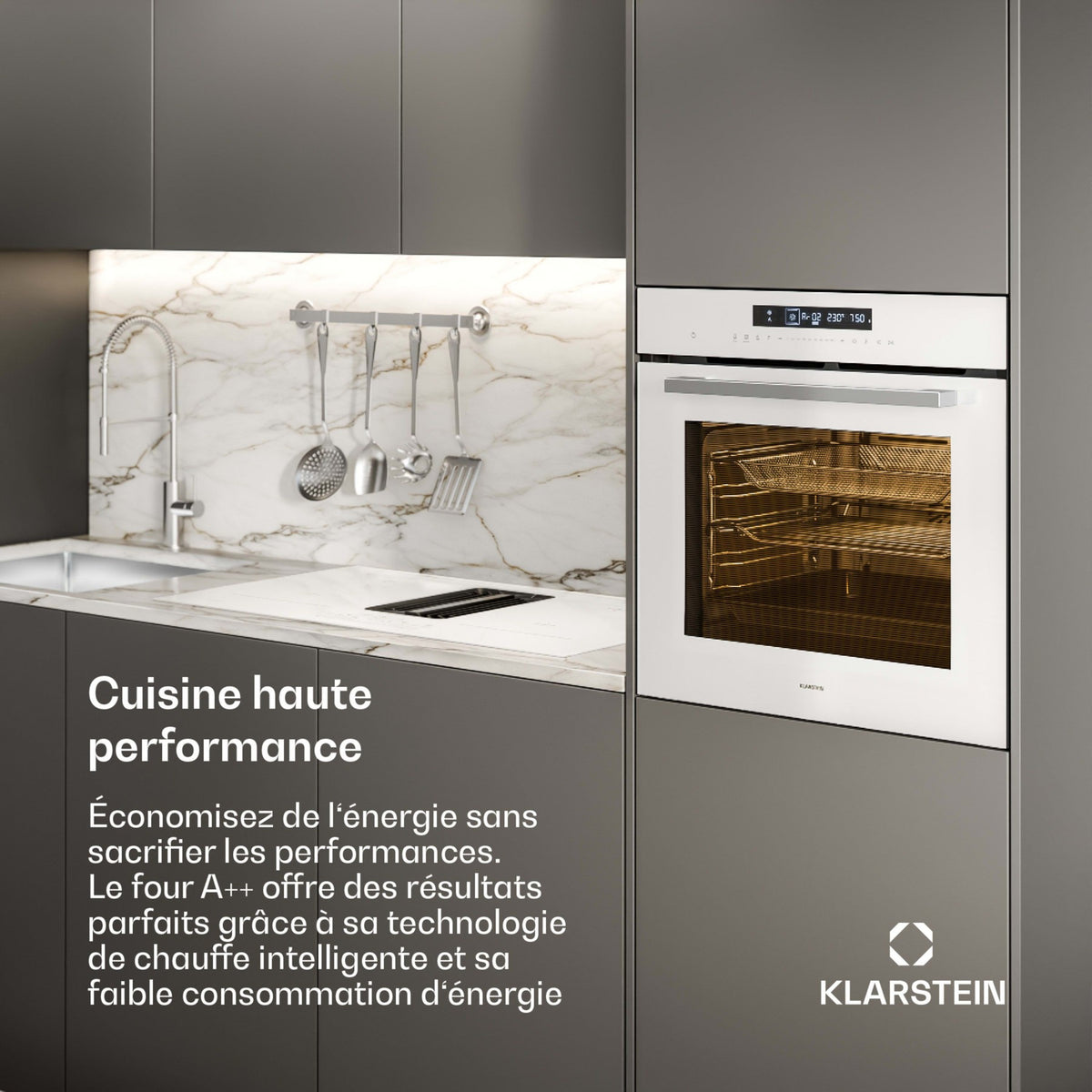 Four encastrable KLARSTEIN Airjet fonction Airfryer 2900W 72L Blanc