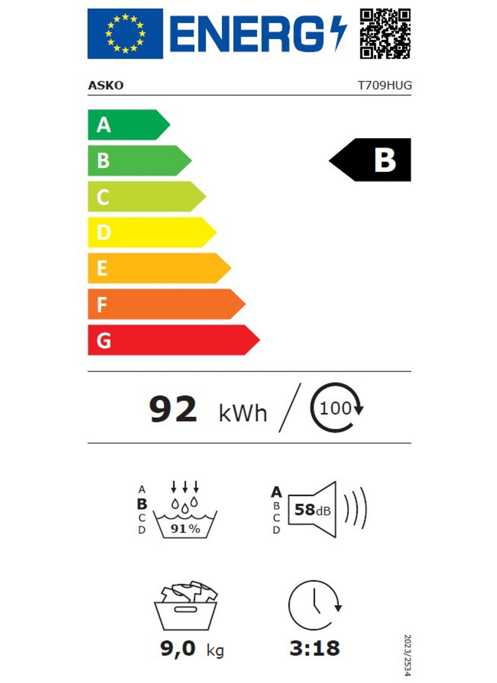 Sèche linge pompe à chaleur ASKO T709HUG