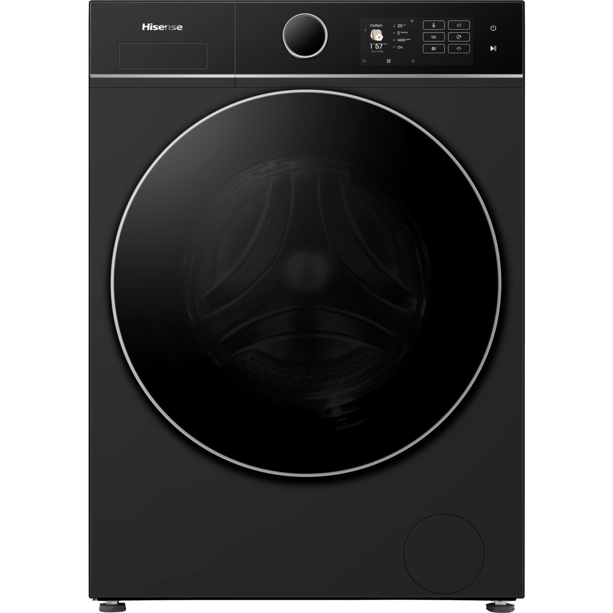 Lave linge hublot HISENSE WF5I1045BBQ - 10,5 kg - 1400 tr/min - Classe A - Moteur induction - Autodosage - Connecté - Noir