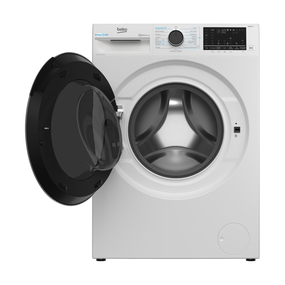 Lave linge hublot BEKO B7WFT6104019W - 10 kg - 1400 tr/min - Classe A - Moteur induction - wifi - EnergySpin -FiberCatcher