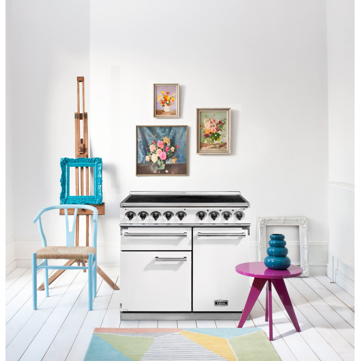 Piano de cuisson induction FALCON Semi Pro DELUXE 100 BLANC NICKEL BROSSÉ