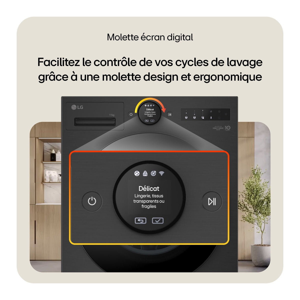 Lave linge hublot LG F14X76BSTA - 11 kg - 1400 tr/min - Classe A - Moteur direct drive - Autodosage - Wifi - Noir