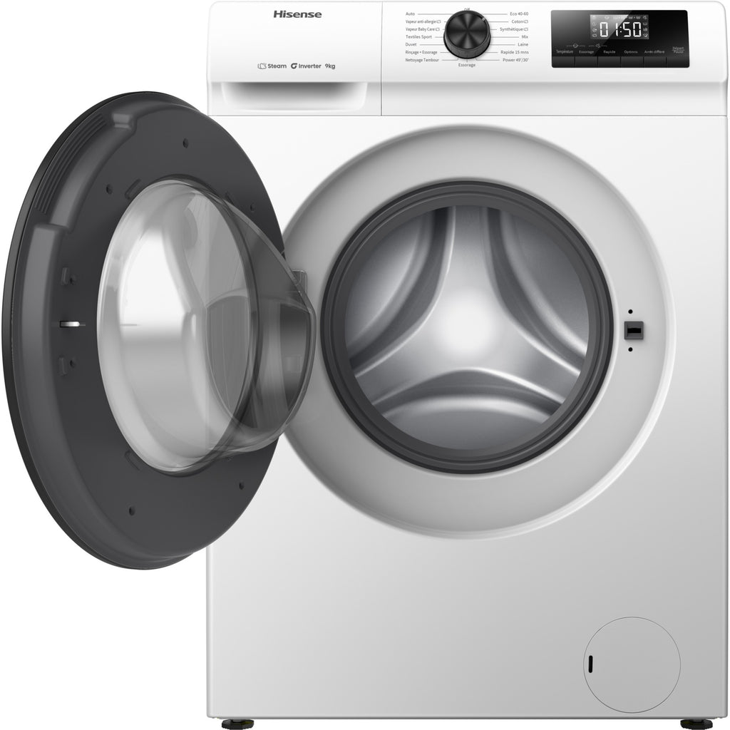 Lave linge hublot HISENSE WF1Q9041BW - 9 kg - 1400 tr/min - Classe A - Moteur induction