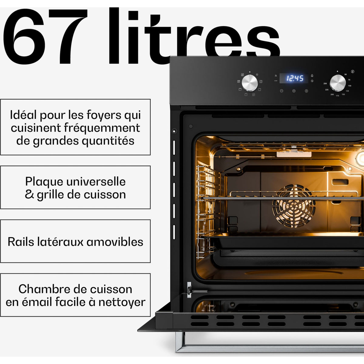 Four encastrable KLARSTEIN Verosteel 60 cm 67L CEE A 3220 W Noir