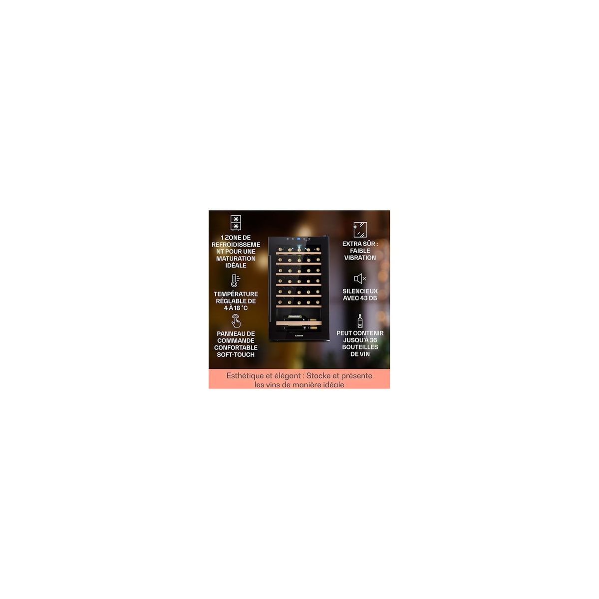 Cave à vin de service KLARSTEIN Barossa 32 Uno - 95L - Noir