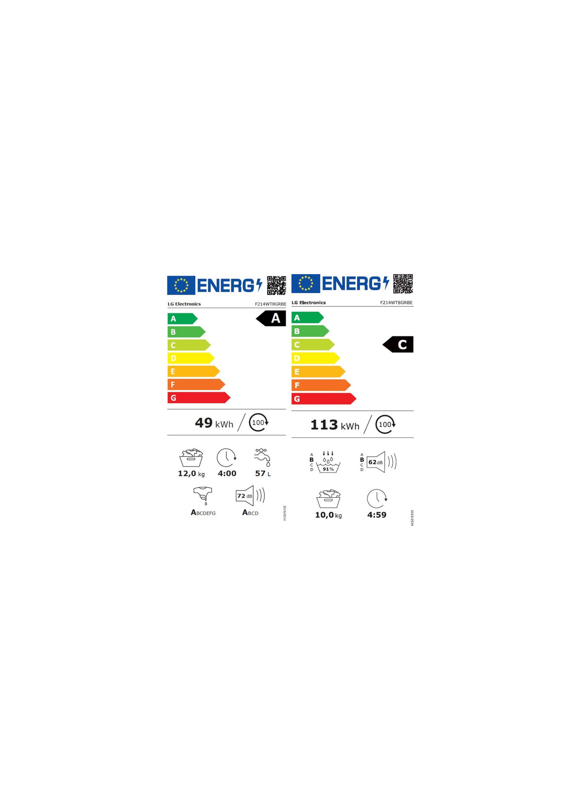 Lave linge séchant hublot LG F214WT8GRBE - 12/10 kg - 1400 tr/min - Moteur direct drive - TurboWash - Vapeur - Connecté