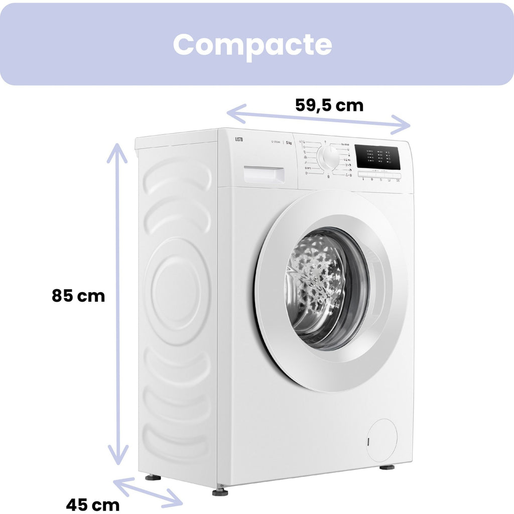 Lave linge compact LISTO LF510-L2b - 5 kg - 1000 tr/min - Classe A - Moteur induction