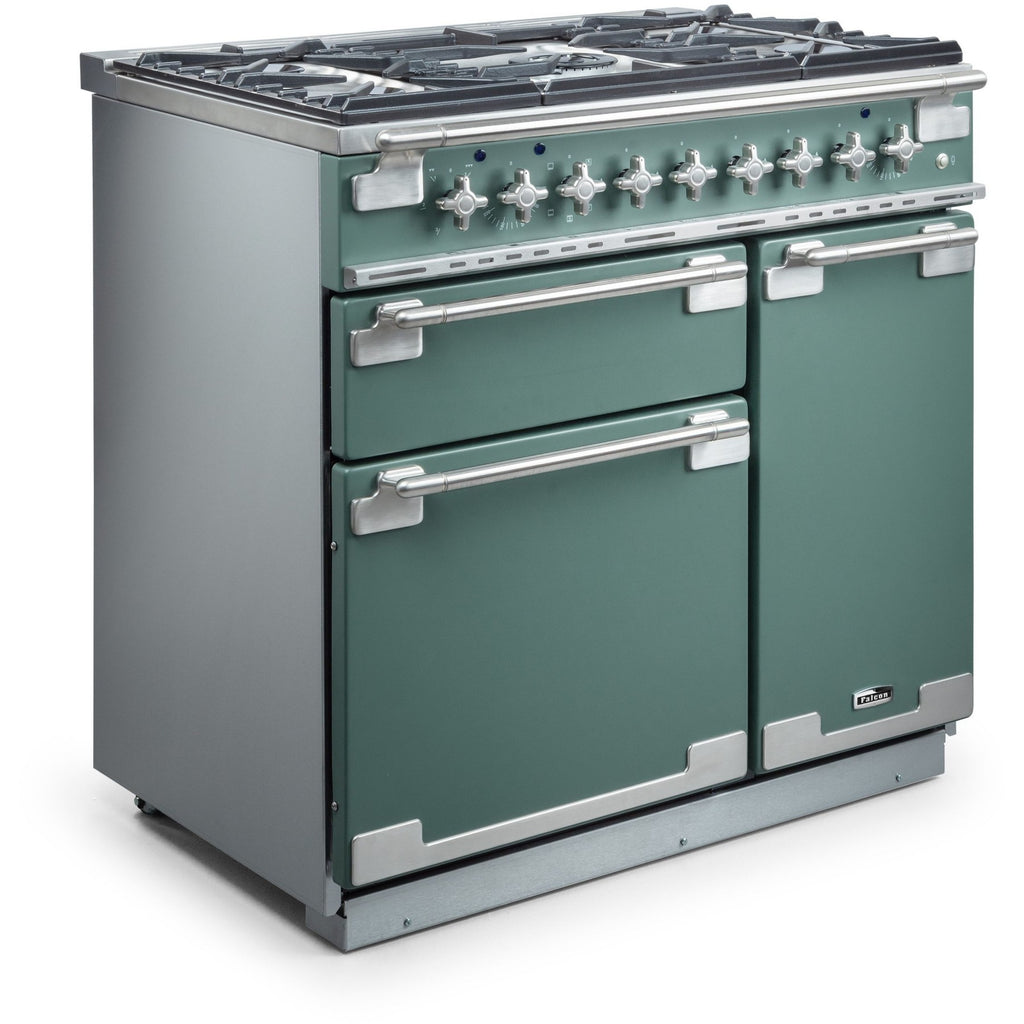 Piano de cuisson gaz FALCON ELISE 90 VERT MINERAL MAT NICKEL
