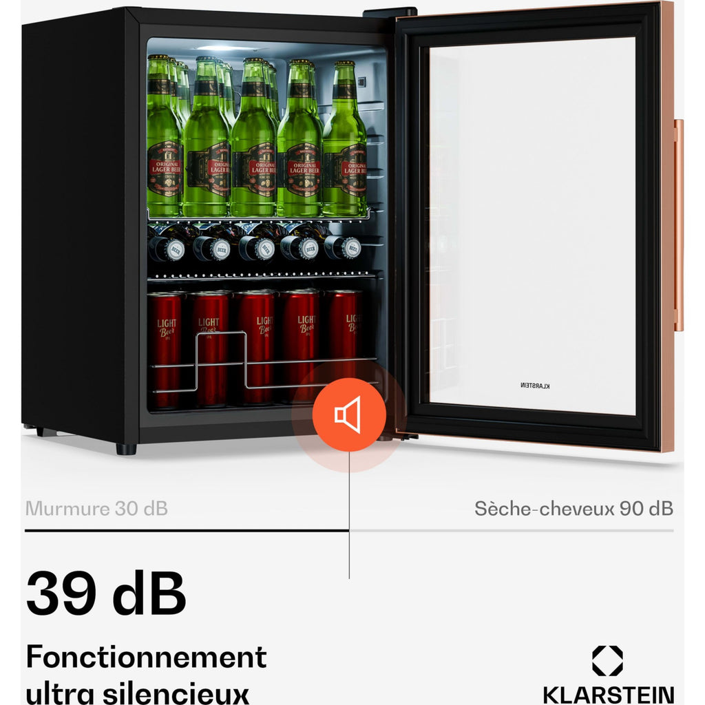 Mini réfrigérateur KLARSTEIN Beersafe porte vitrée 64x48cm 60L Cuivre
