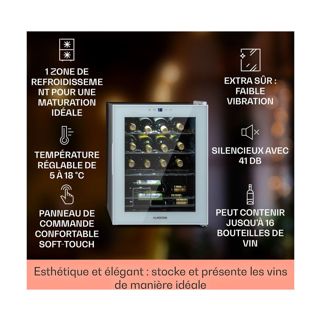 Cave à vin de service KLARSTEIN Shiraz 16 Uno 42L tactile