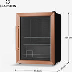 Mini réfrigérateur KLARSTEIN Beersafe porte vitrée 64x48cm 60L Cuivre