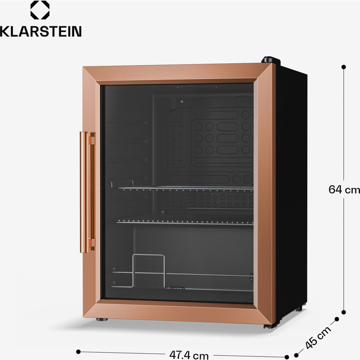 Mini réfrigérateur KLARSTEIN Beersafe porte vitrée 64x48cm 60L Cuivre