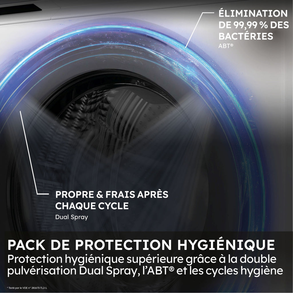 Lave linge hublot HAIER HW100-B14367U-FR - 10 kg - 1400 tr/min - Classe A - Moteur induction direct drive - Connecté