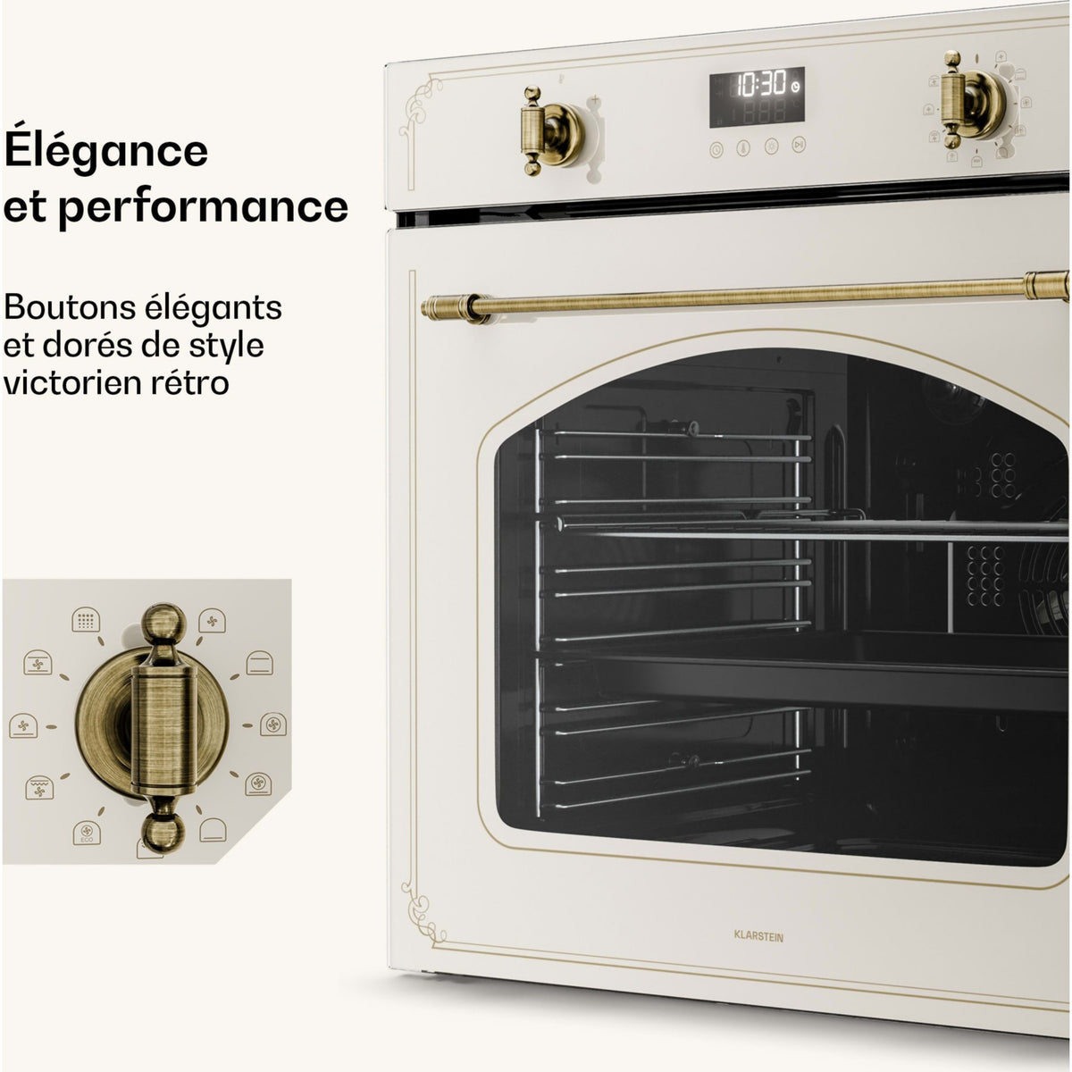 Four encastrable KLARSTEIN 60 cm pyrolyse 3150W 76L Blanc Victoria