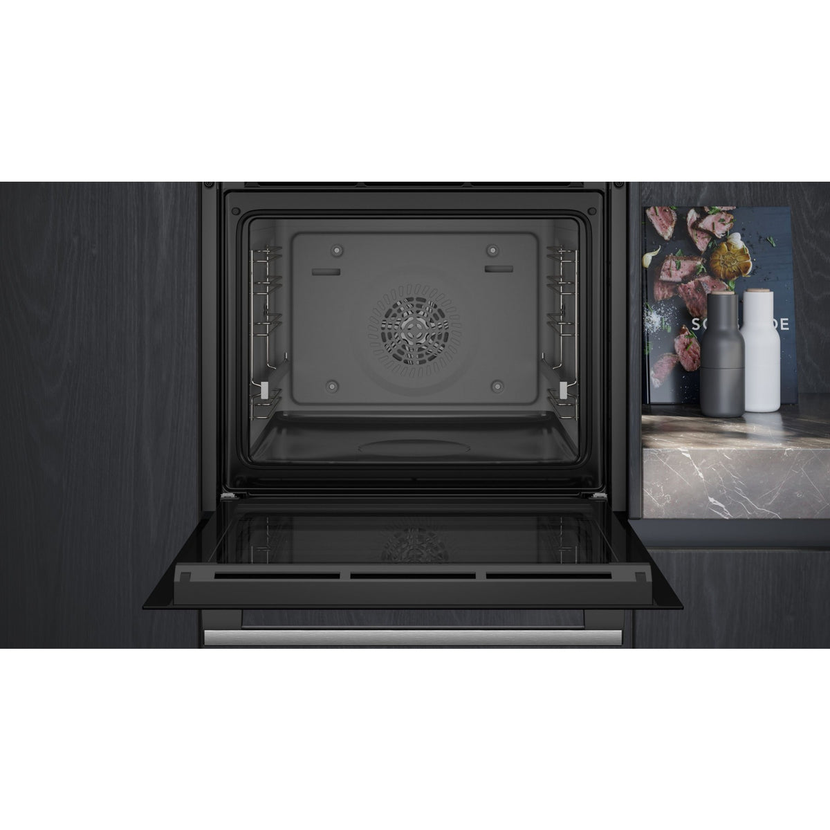 Four encastrable SIEMENS HB554AER3F - Chaleur pulsée - Ecoclean - Porte froide - Rails télescopiques - iQ300