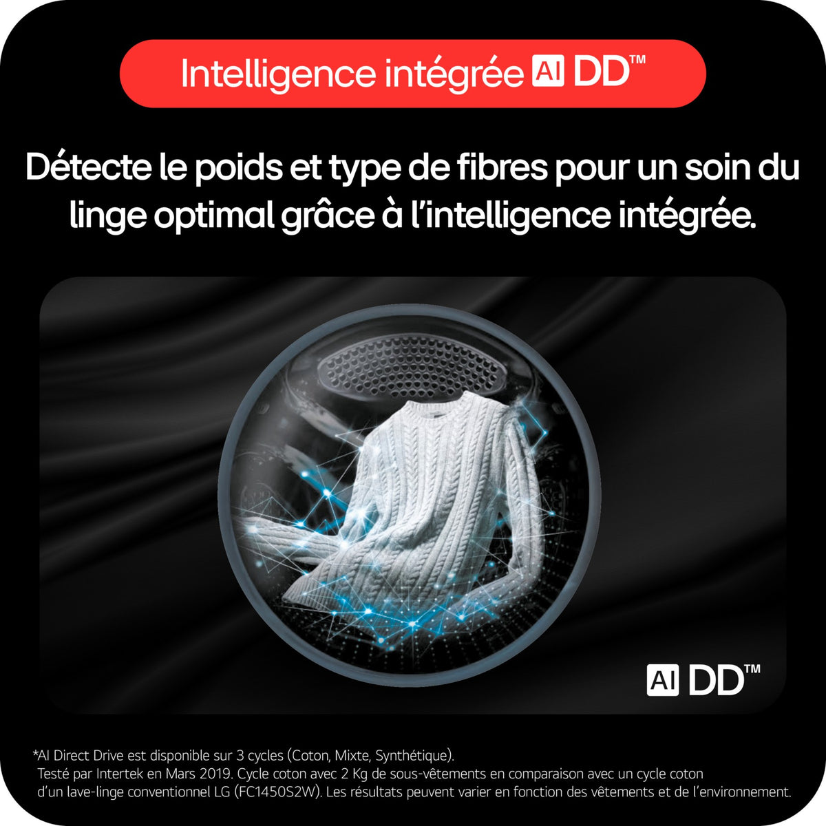 Lave linge hublot LG F94X56WSTA - 9 kg - 1400 tr/min - Classe A - Moteur direct drive - Autodosage - Connecté
