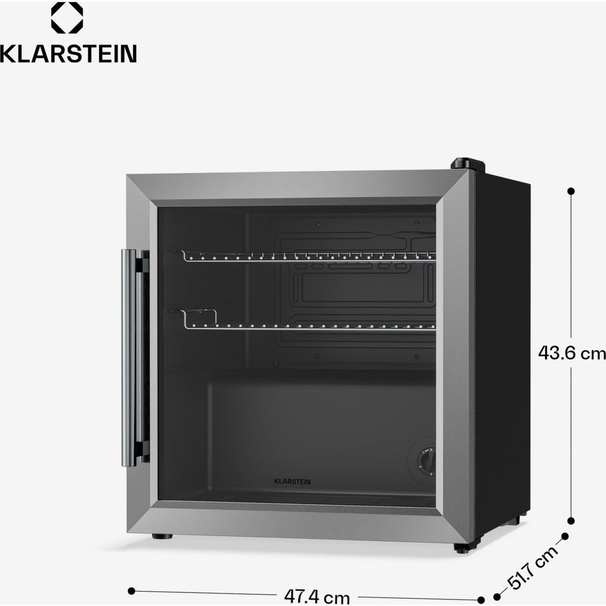 Mini réfrigérateur KLARSTEIN Beersafe porte vitrée 44x48cm LED Argent
