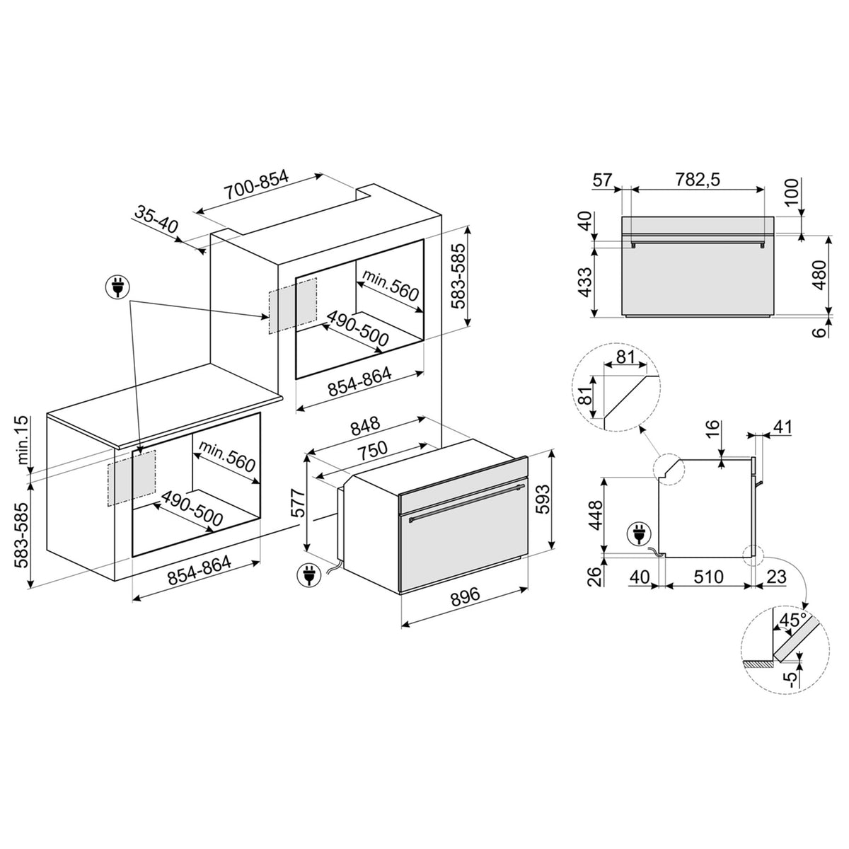 Four encastrable SMEG SFP9302TX - Pyrolyse - Chaleur pulsée - Porte froide - Rails télescopiques