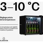Mini réfrigérateur KLARSTEIN Beersafe porte vitrée 44x48cm LED Argent
