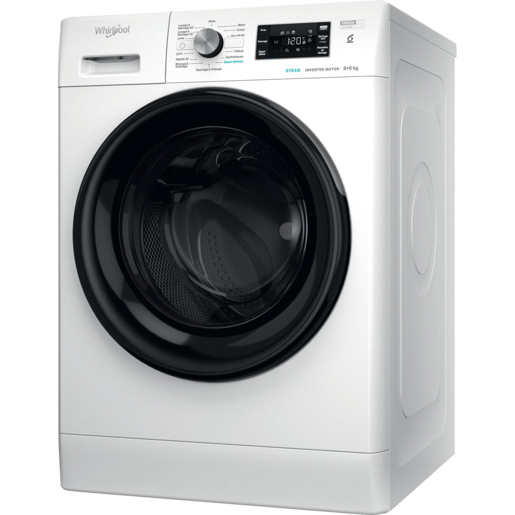 Lave linge séchant hublot WHIRLPOOL FFWDB864489BVFR - 8/6 kg - 1400 tr/min - Classe C - Moteur induction