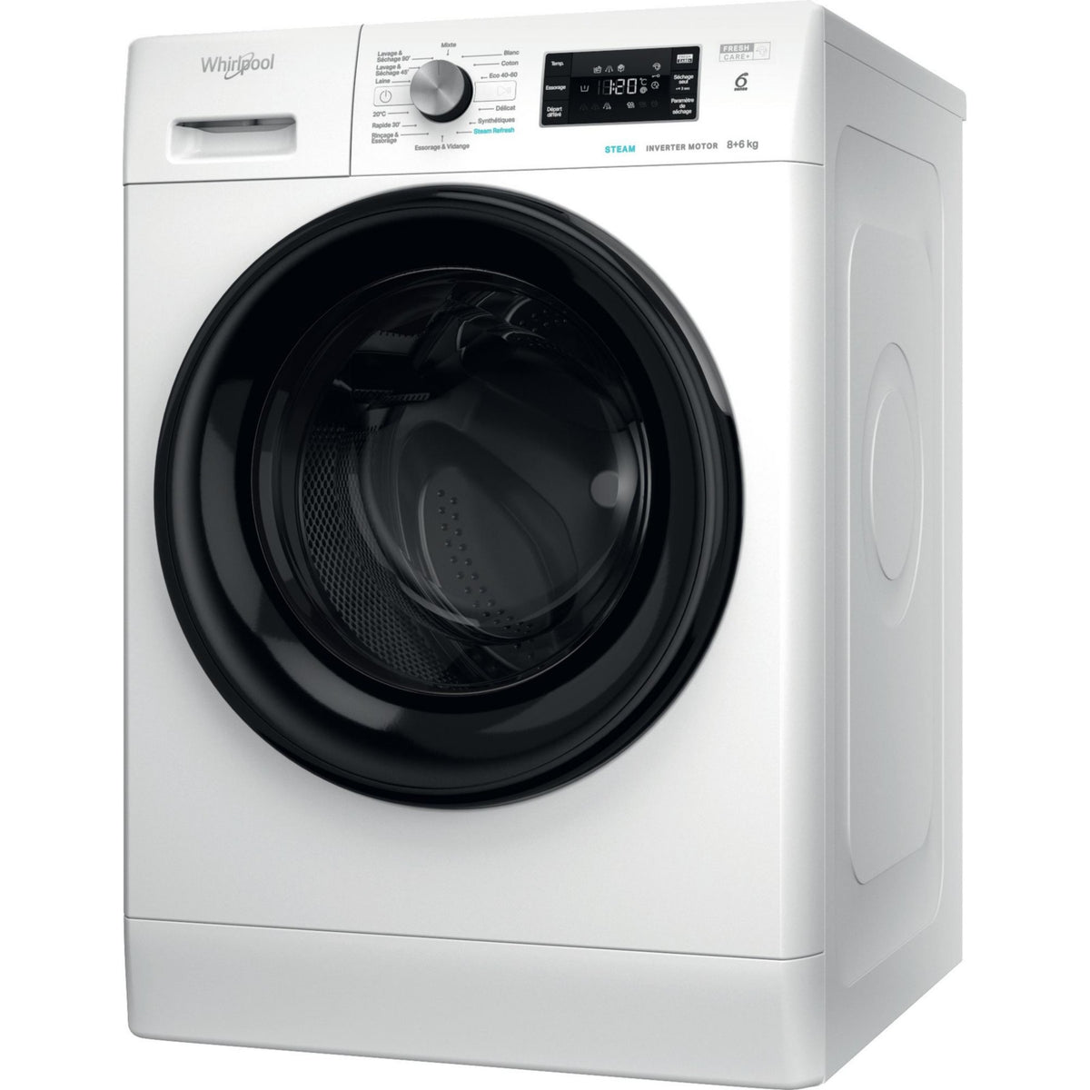 Lave linge séchant hublot WHIRLPOOL FFWDB864489BVFR - 8/6 kg - 1400 tr/min - Classe C - Moteur induction
