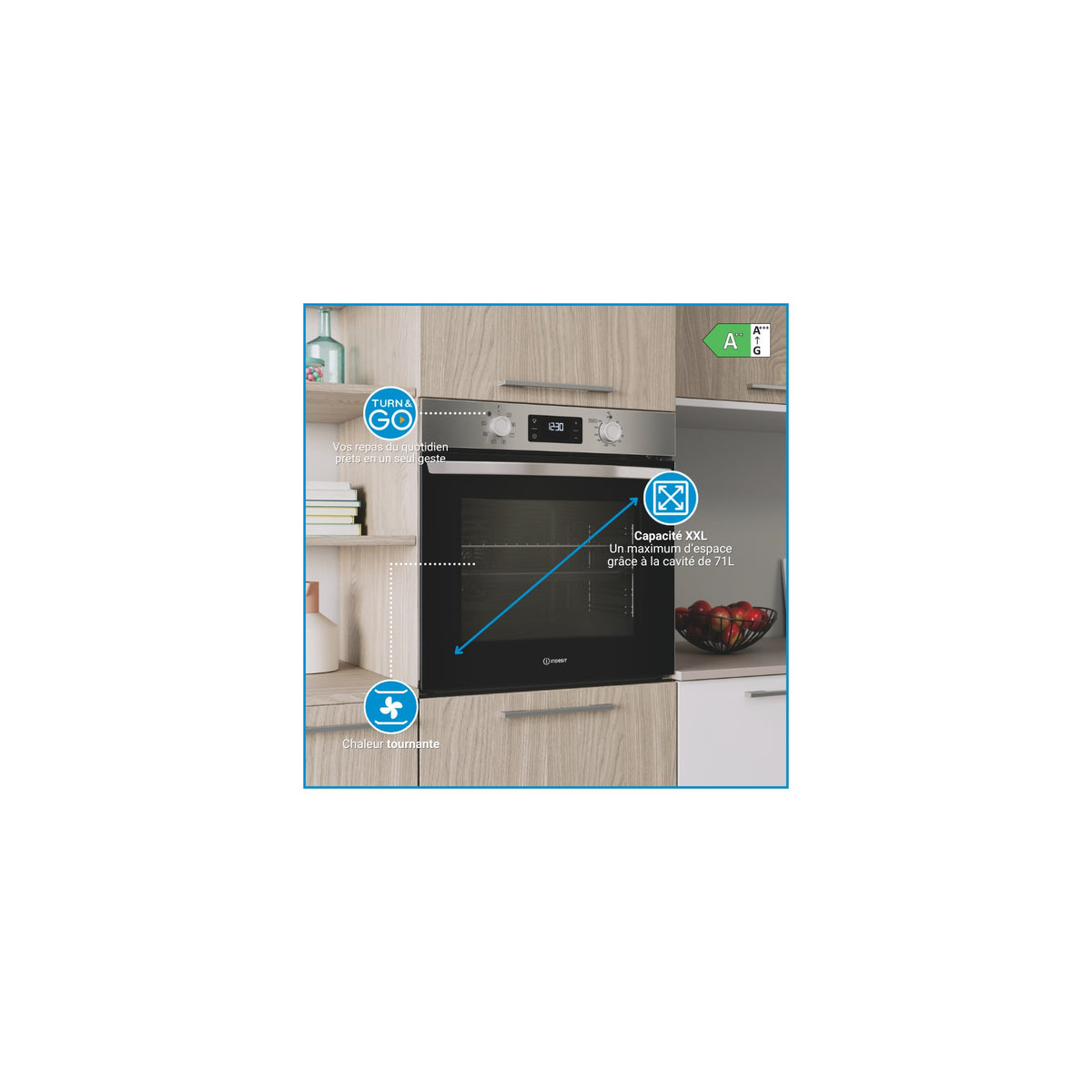 Four encastrable INDESIT IO275PX - Pyrolyse - Hydrolyse - Chaleur tournante - Porte froide