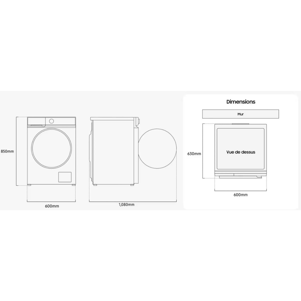 Lave linge hublot SAMSUNG WW11DB7B94GE - 11 kg - 1400 tr/min - Classe A - Moteur induction - Autodosage - wifi - Bespoke AI