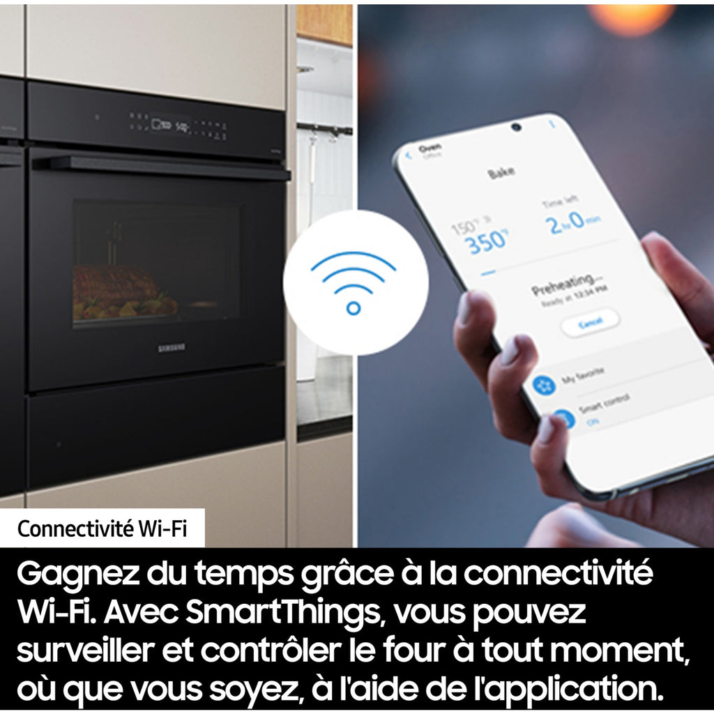 Four encastrable SAMSUNG NV7B4030YCK - Pyrolyse - Chaleur pulsée - Porte froide - Rails télescopiques