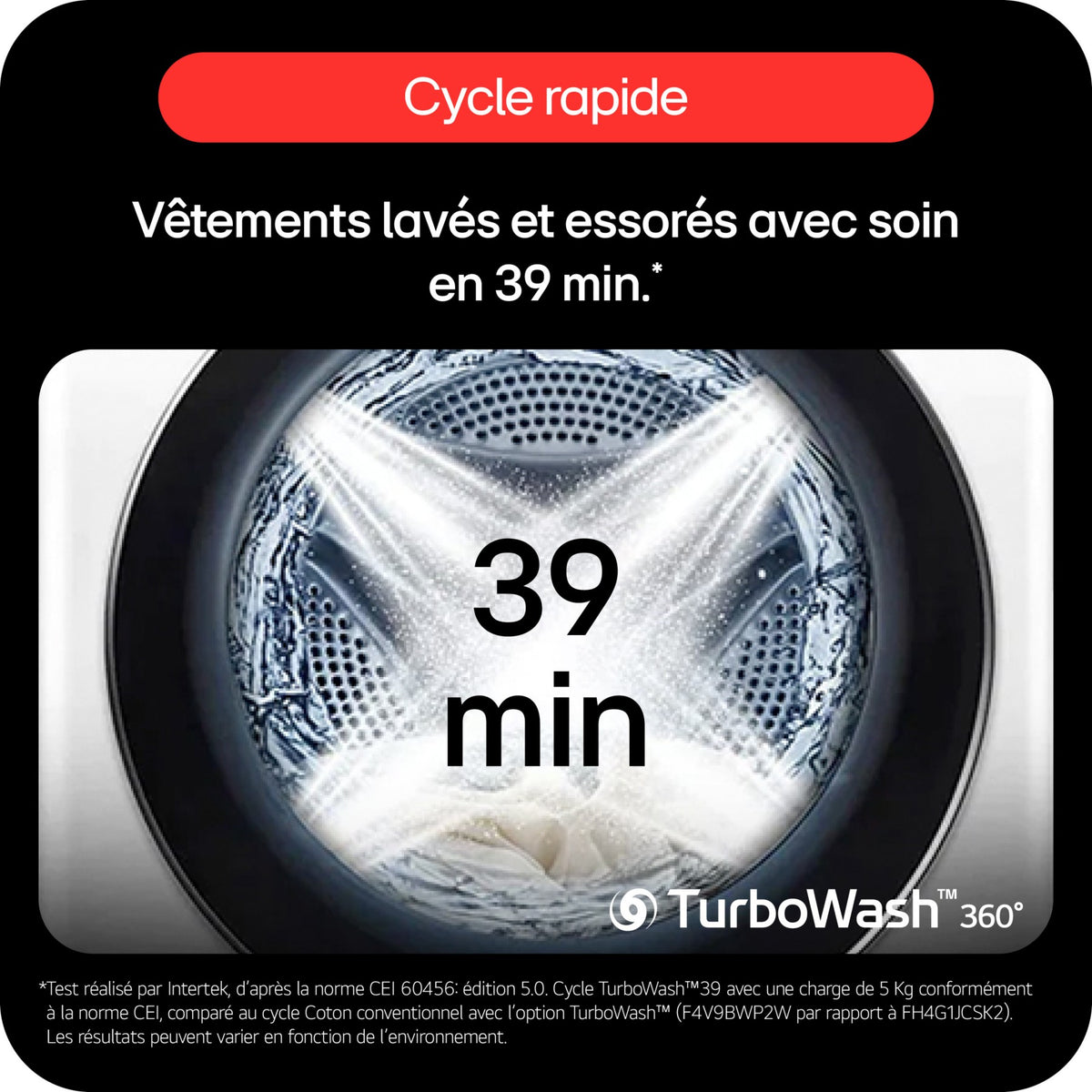 Lave linge hublot LG F94X56WSTA - 9 kg - 1400 tr/min - Classe A - Moteur direct drive - Autodosage - Connecté