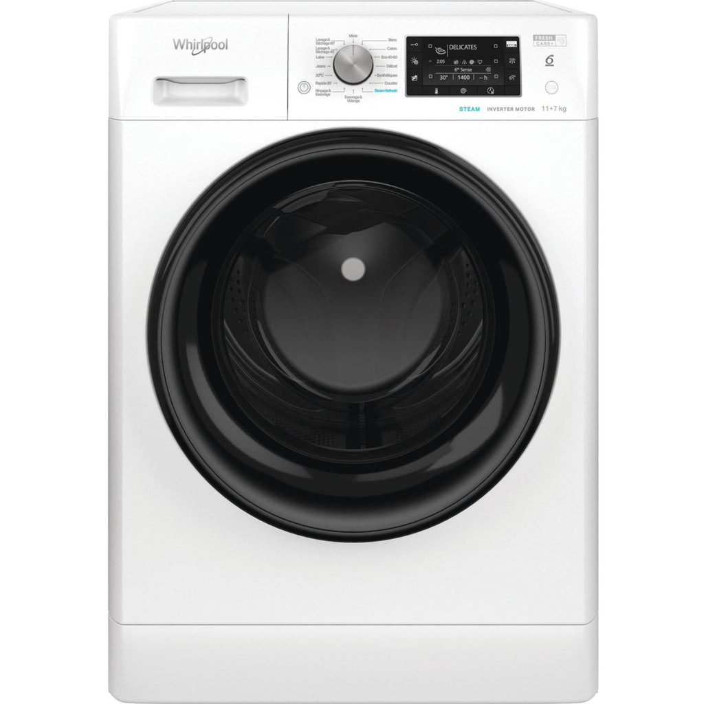 Lave linge séchant hublot WHIRLPOOL FFDB1174489BVFR - 11/7 kg - 1400 tr/min - Classe C - Moteur induction