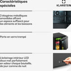 Mini réfrigérateur KLARSTEIN Bevora 52cm 46L Frigo Porte Vitrée Noir