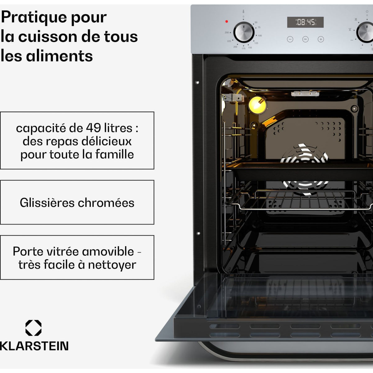 Four encastrable KLARSTEIN SmartSlim 9 fonctions 49L CEE A Blanc