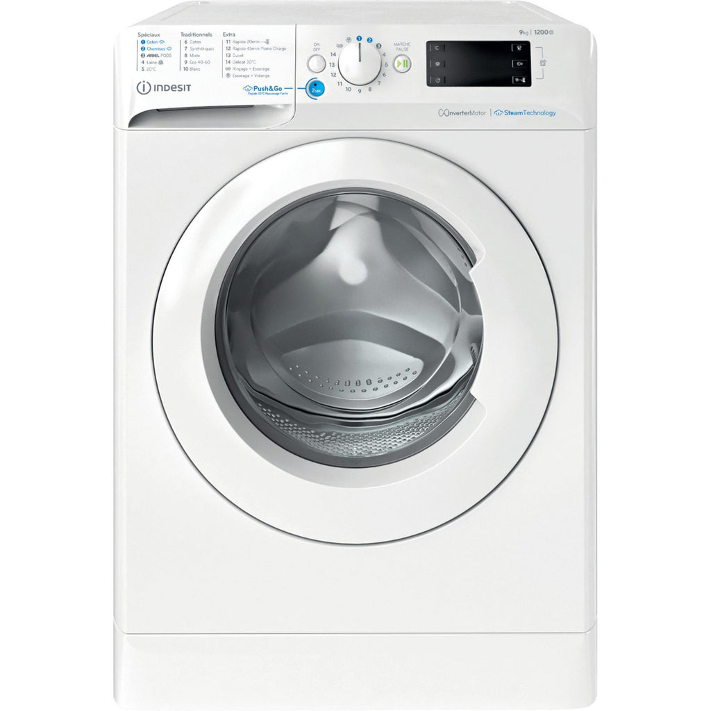 Lave linge hublot INDESIT BWE91296XWVFR - 9 kg - 1200 tr/min - Classe A - Moteur induction