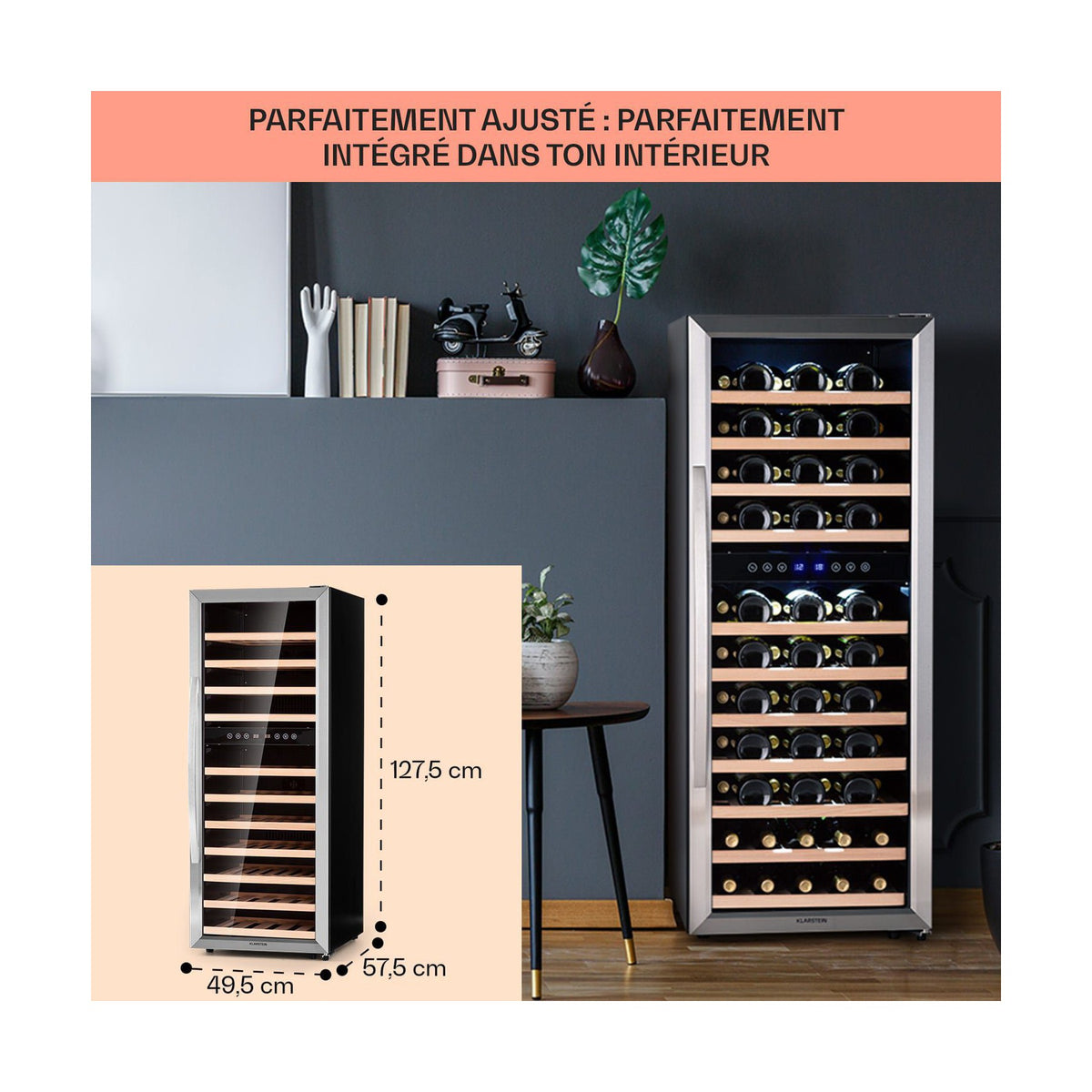 Cave à vin de service KLARSTEIN Vinamour 73 Duo 192L - Argent