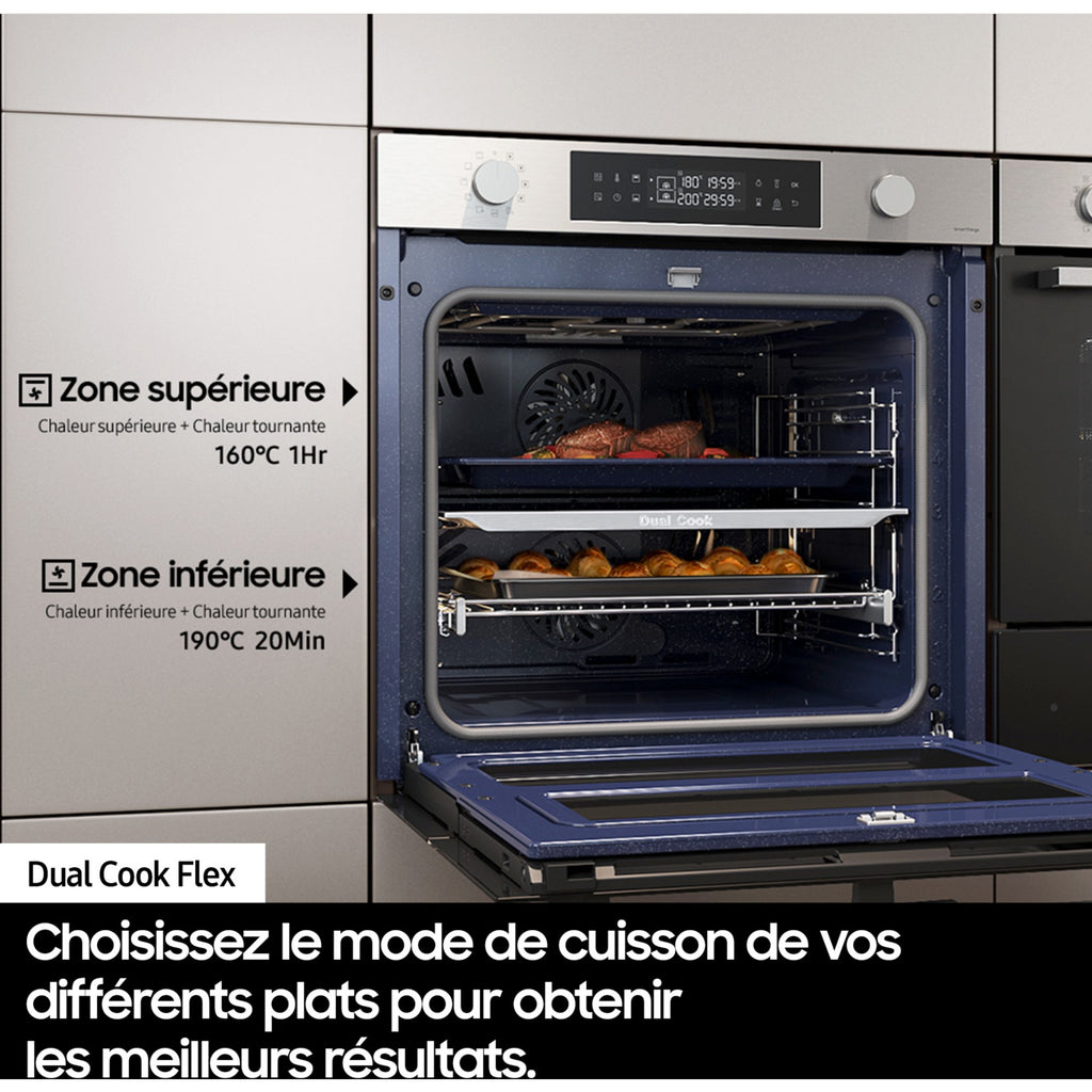 Four encastrable SAMSUNG NV7B4450VCB - Double cavité - Pyrolyse - Chaleur pulsée - Porte froide