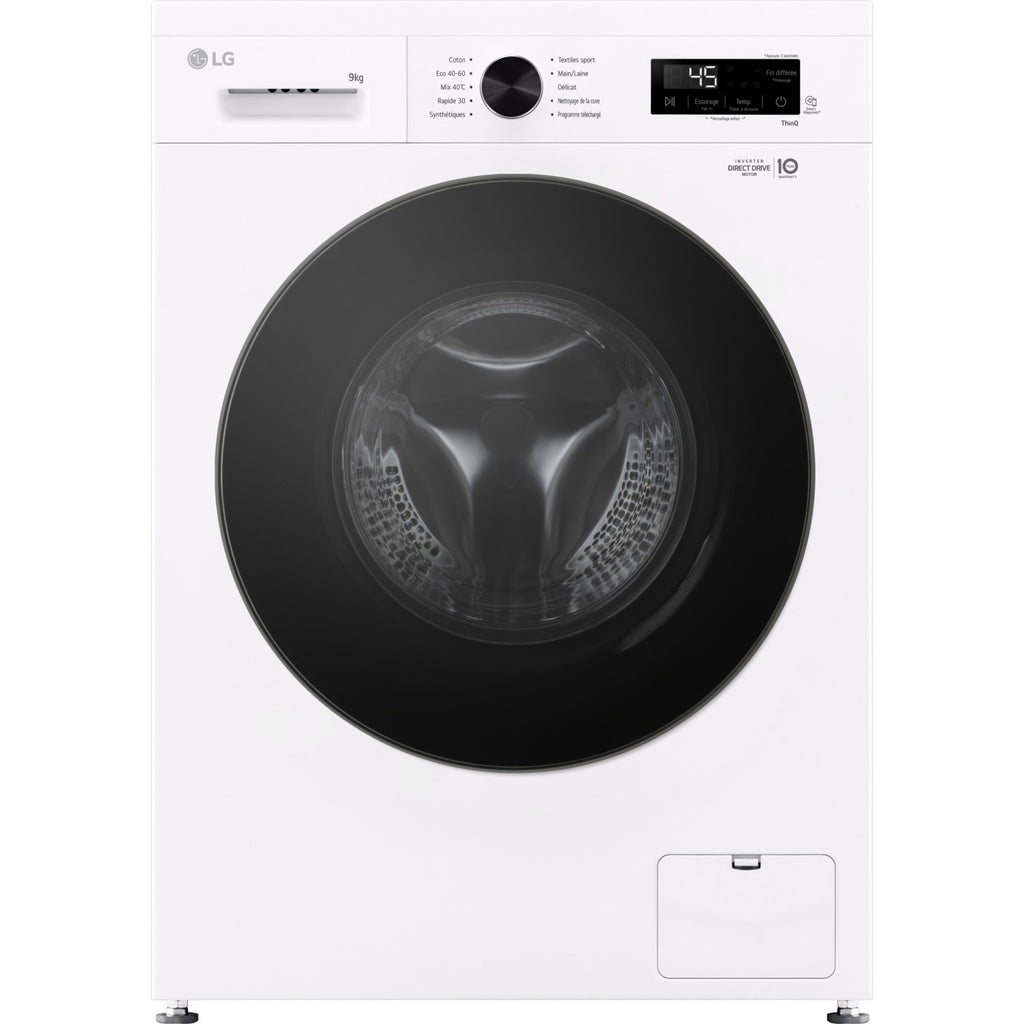 Lave linge hublot LG F94B16WHS - 9 kg - 1400 tr/min - Classe A - Moteur induction entraînement direct - Connecté