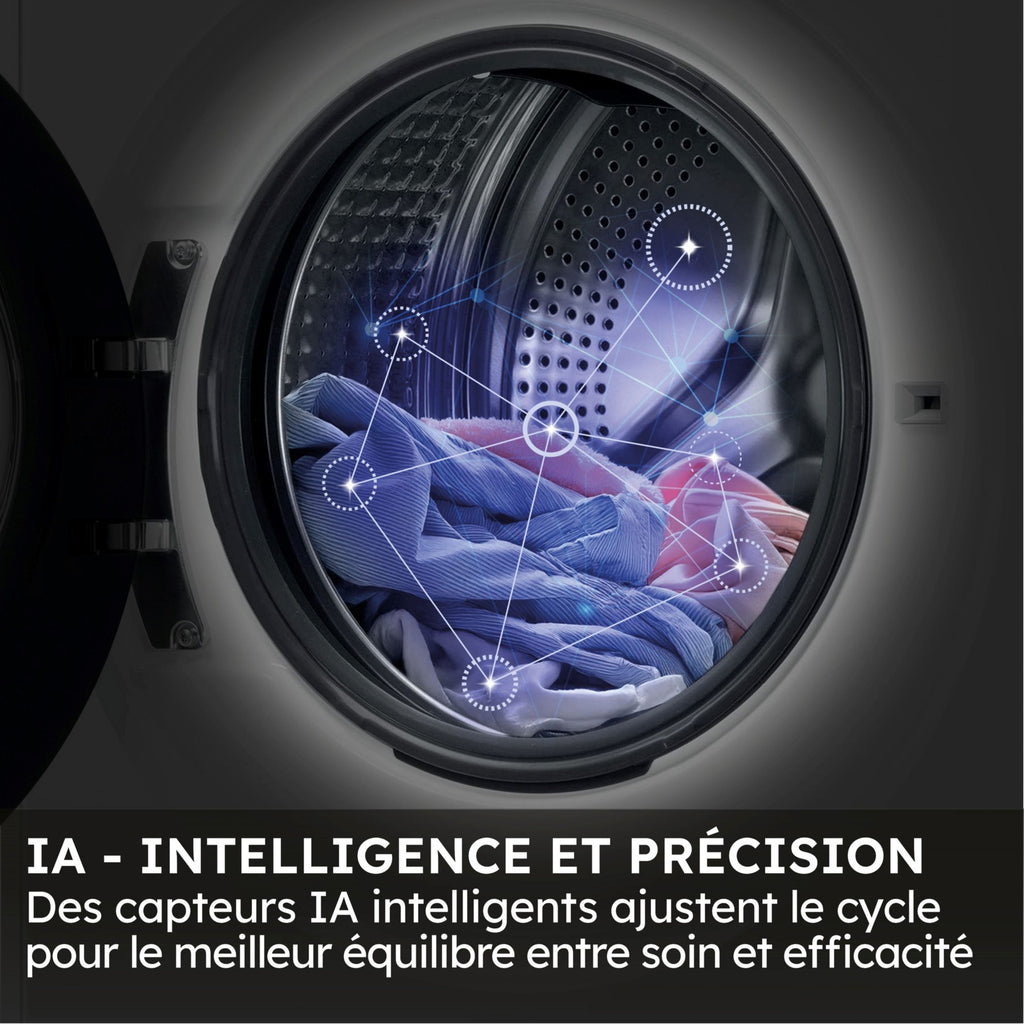 Lave linge hublot HAIER HW100-B14367GUFR - 10 kg - 1400 tr/min - Classe A - Moteur induction direct drive - Connecté wifi