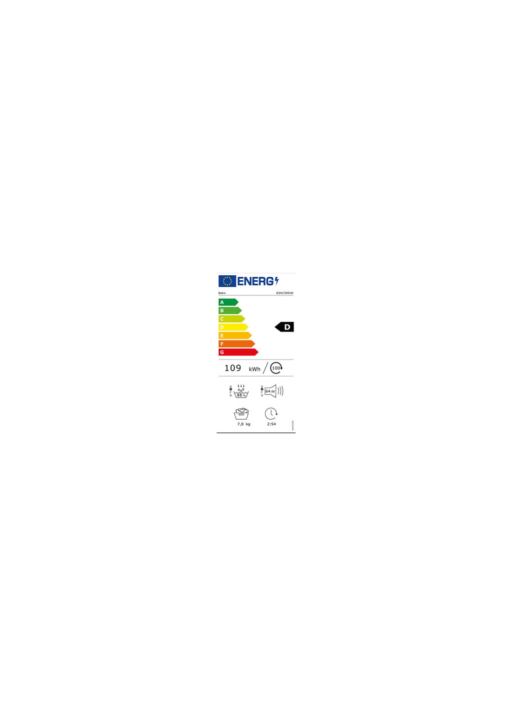 Sèche linge pompe à chaleur BEKO D3H17D91W