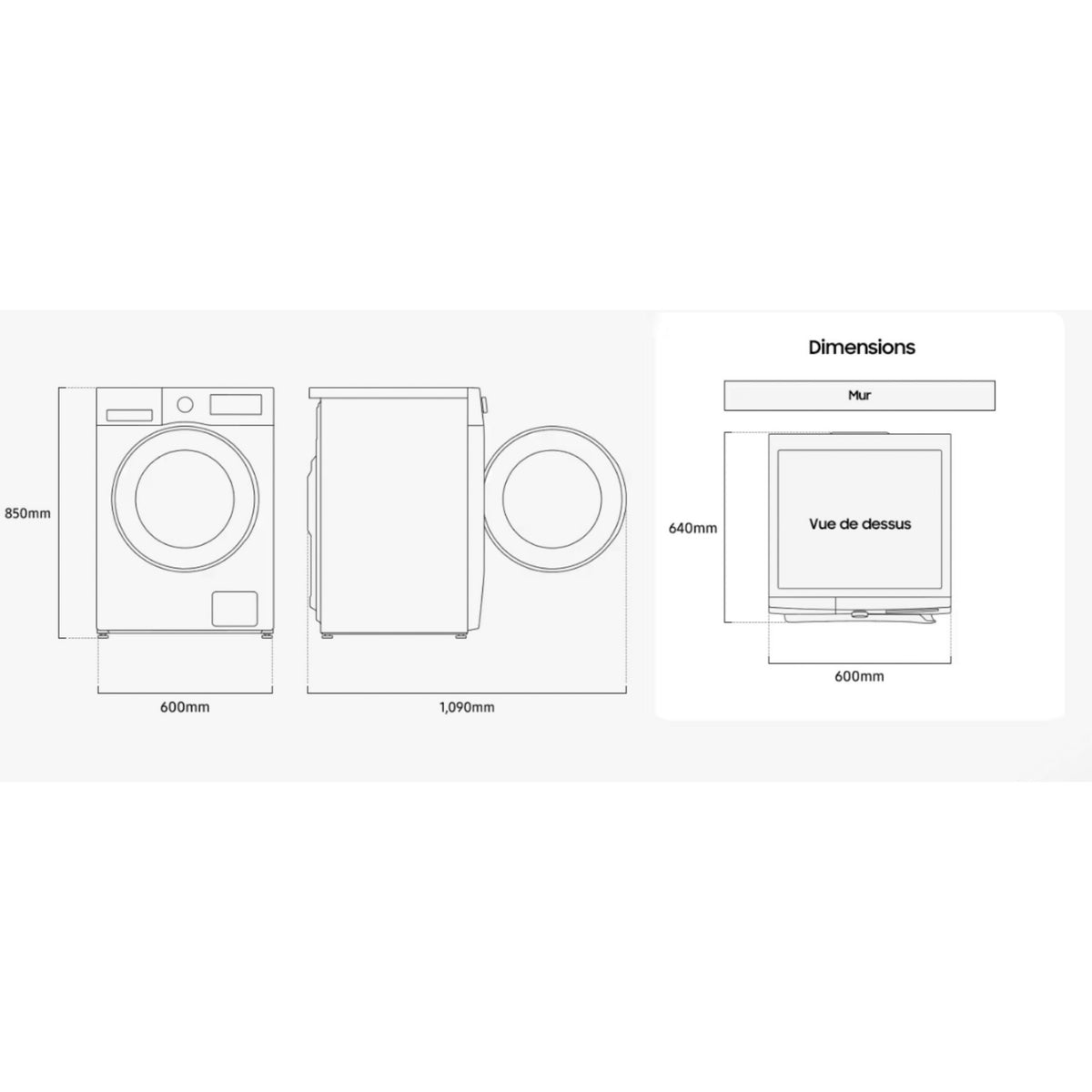 Lave linge hublot SAMSUNG WW11DG5B25AE - 11 kg - 1400 tr/min - Classe A - Moteur induction - Connecté wifi - Bespoke AI