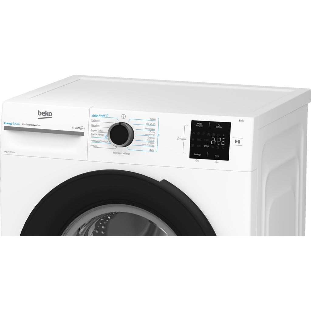 Lave linge compact BEKO BM3WFU47411B - 7 kg - 1400 tr/min - Classe A - Moteur induction - Energy Spin