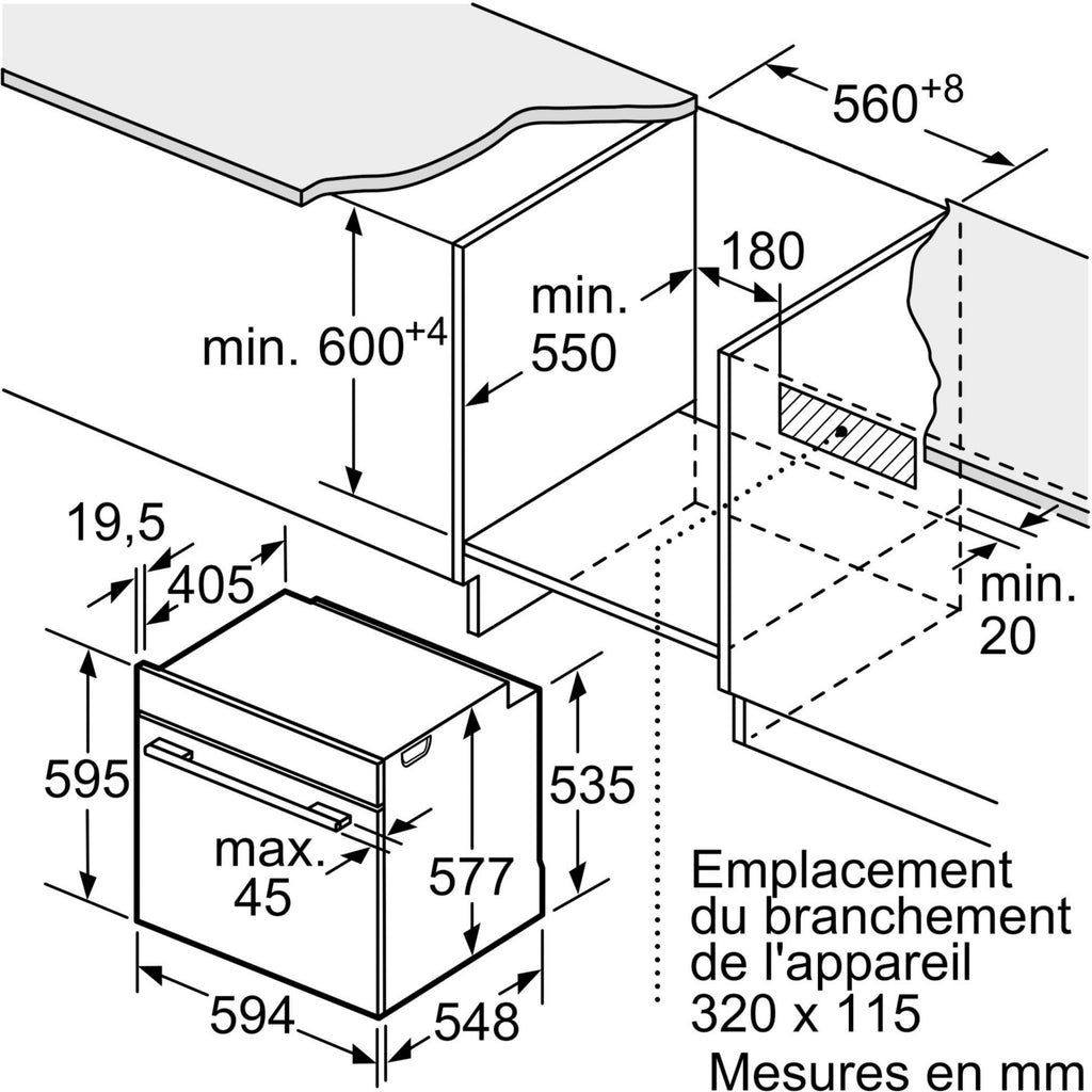 Four encastrable BOSCH HBG972KB1 - Pyrolyse - Chaleur pulsée - Porte froide - Série 8 - Sonde de Cuisson - Air Fry