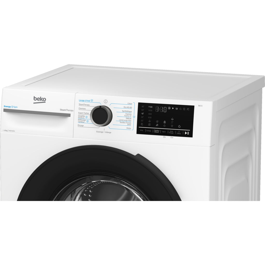Lave linge hublot BEKO BM3WFT412411B - 12 kg - 1400 tr/min - Classe A - Moteur induction