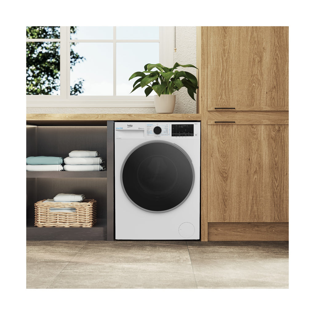 Lave linge hublot BEKO B7WFT6104019W - 10 kg - 1400 tr/min - Classe A - Moteur induction - wifi - EnergySpin -FiberCatcher